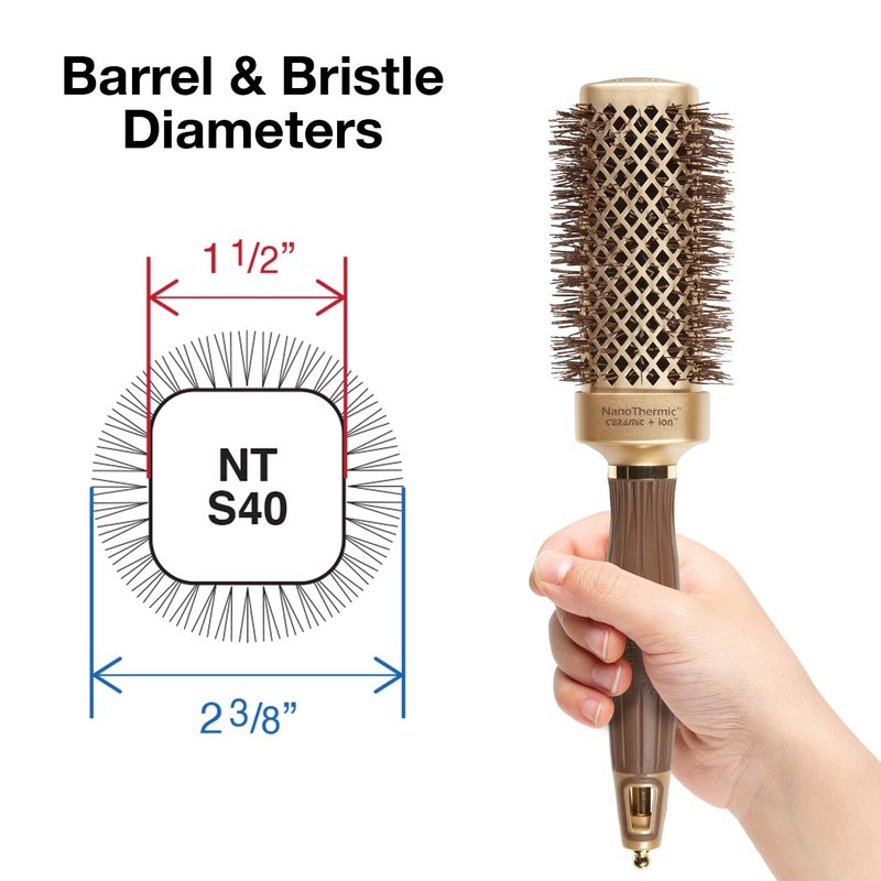 Olivia Garden NanoThermic Ceramic + Ion Square Shaper Thermal Hair Brush - Not Electrical - Professional Blowout Brush for Normal to Thick Hair - 1.5"-Diameter Barrel - NT-S40