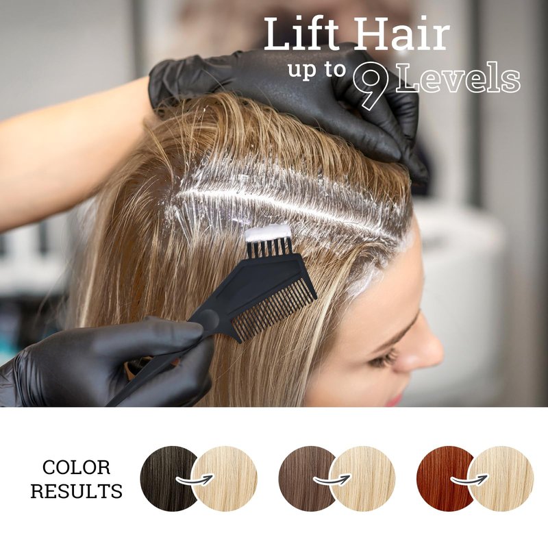 Hair Bleach Kit, Hair Lightener for Dark Hair, Bleach Cream with Hair Mask, Protect & Repair While Lightening, Lifts up to 8 Shades, Complete kit with Tint Bowl, Brush, Gloves & Cap