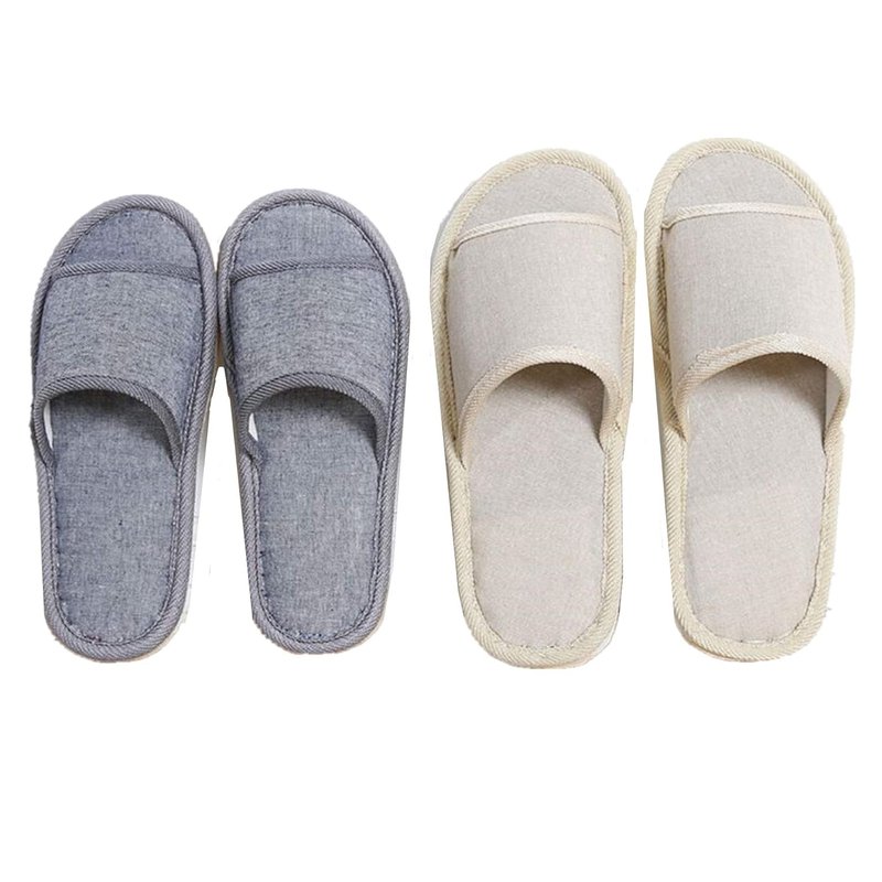 Open Toe Breathable Slippers - Casual Spa Slippers for Guests | Unisex Washable in Beige & Gray Sizes