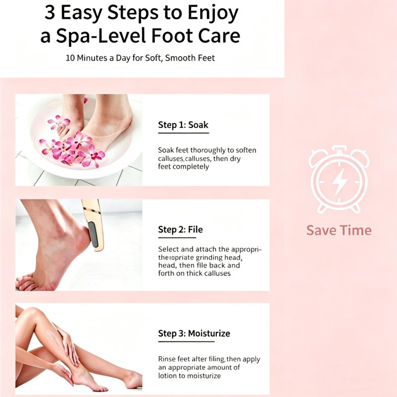 Electric Foot File, Callus Remover for Feet - Rechargeable Pedicure Tool, 2 Speeds 1700/2000 RPM & 2 Heads for Dry & Dead Cracked Skin, Cordless Waterproof Hard Skin Removal, Home Pedicure Gift