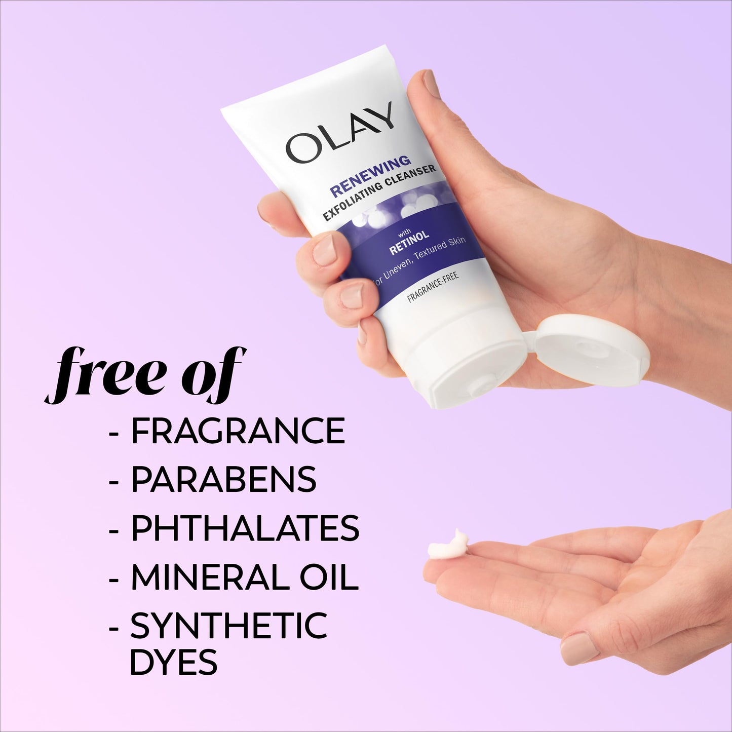 Olay Retinol 24 Duo Pack, Renewing Exfoliating Cleanser, Fragrance-Free 5.0 oz, Night Moisturizer, Fragrance-Free, 1.7 oz