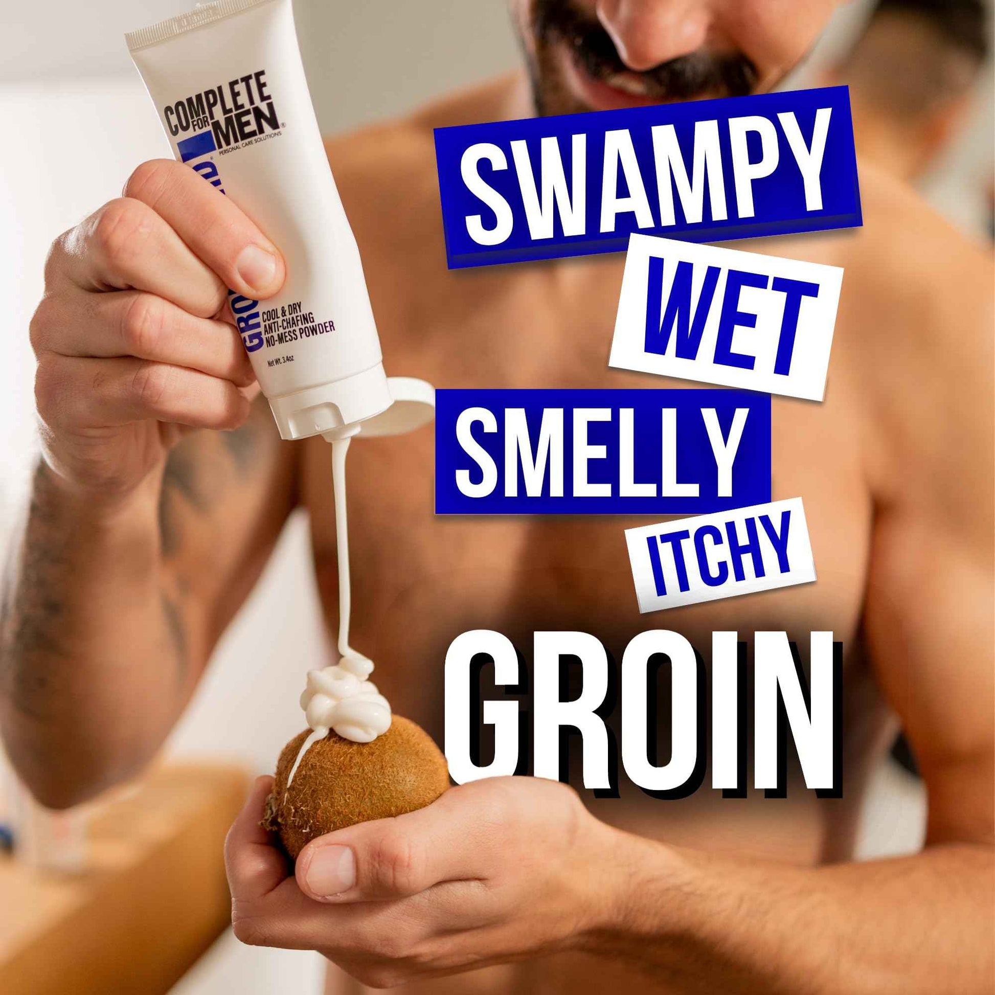 COMPLETE FOR MEN - Groin Guard Anti Chafing Cream: Talc Free, Aluminum Free, Natural Odor Control Cream for Men, Non Greasy, Cool & Dry, Friction Defense, Chafe Protect for Private Parts