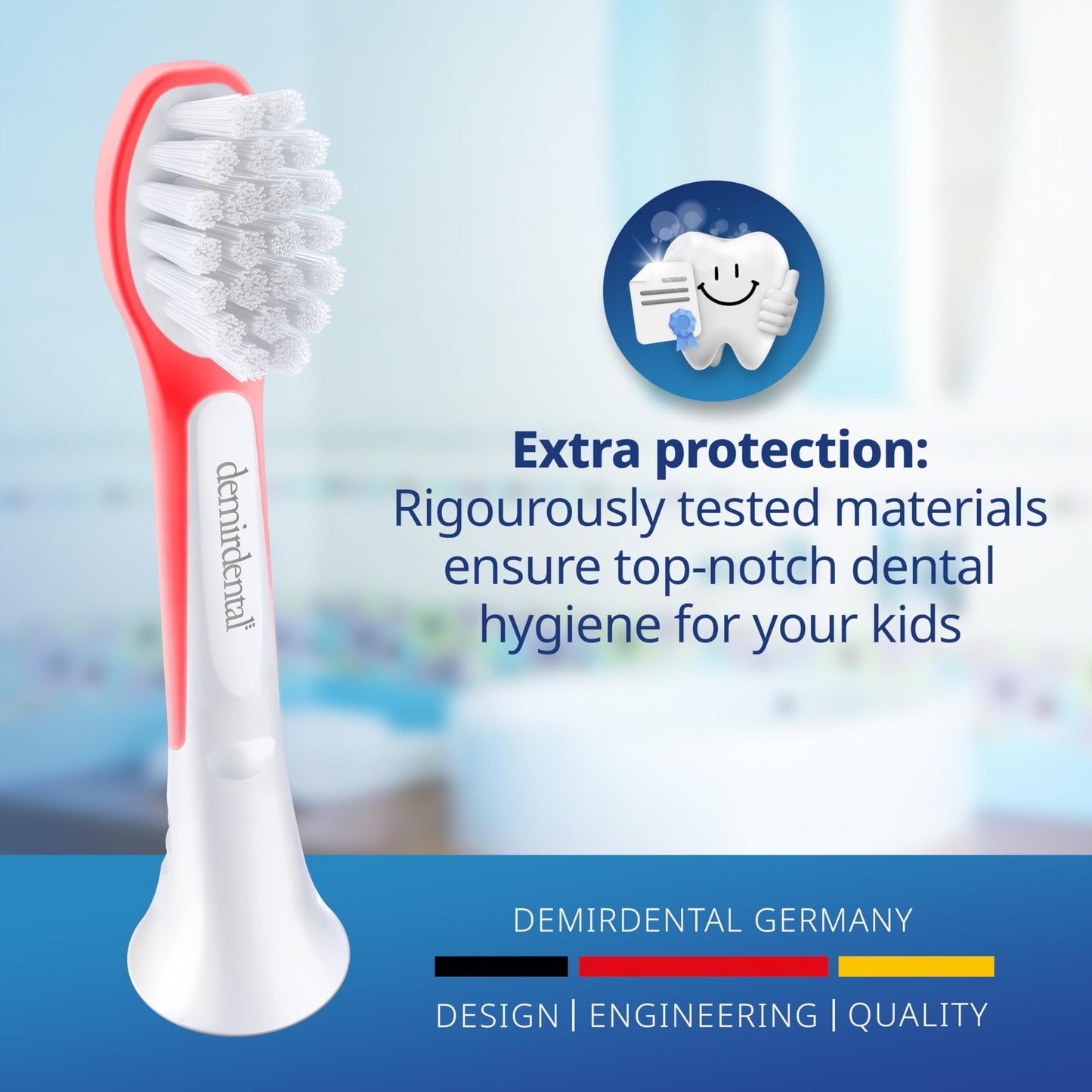 demirdental Kids Mini Toothbrush Heads Compatible with Philips Sonicare Compact Kids Toothbrush Heads - Replacement Heads Sensitive - Brush Heads from Ages 3 to 6 - Red - Replaces HX6038-8 Pack
