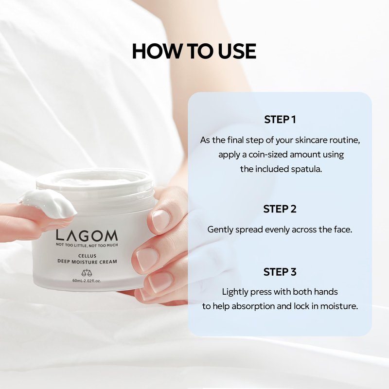 LAGOM Cellus Deep Moisture Cream Natural Moisturizer with Ceramide and D-Panthenol (B5) Smooth, Hydrating, Nourishing Protecting Cream 2.02 Fl Oz