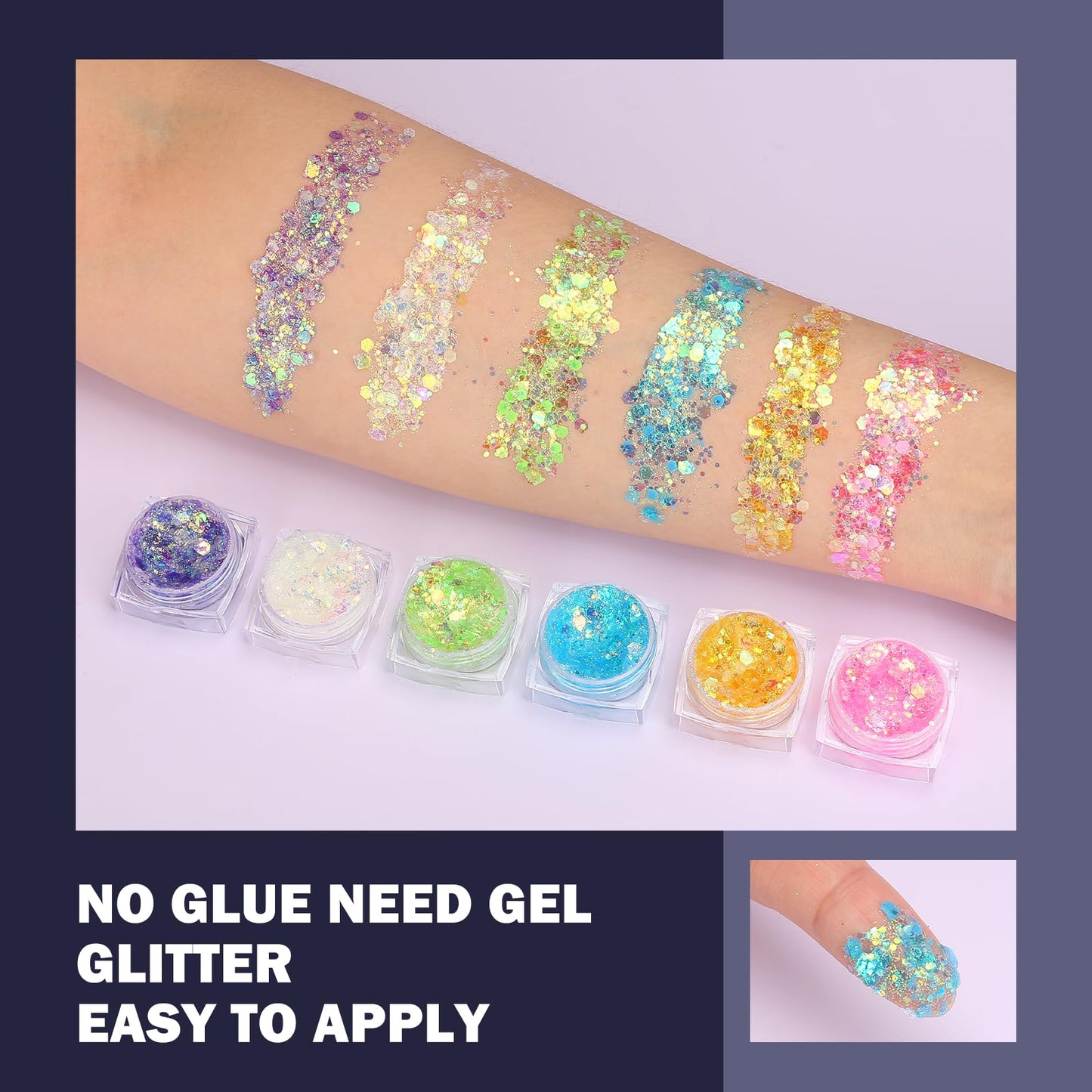 12 Colors Glow in The Dark Makeup UV Black Light Glitter Gel for Body Face Hair Eyeshadow for Raves Festivals Carnival Party