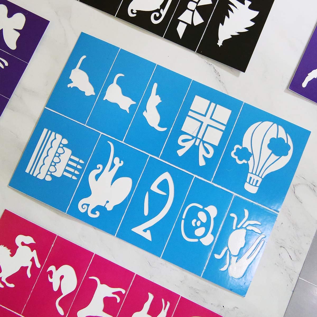 Reusable Face and Body Paint Stencils Kit | Glitter Temporary Tattoo Designs for Kids' Parties & Events