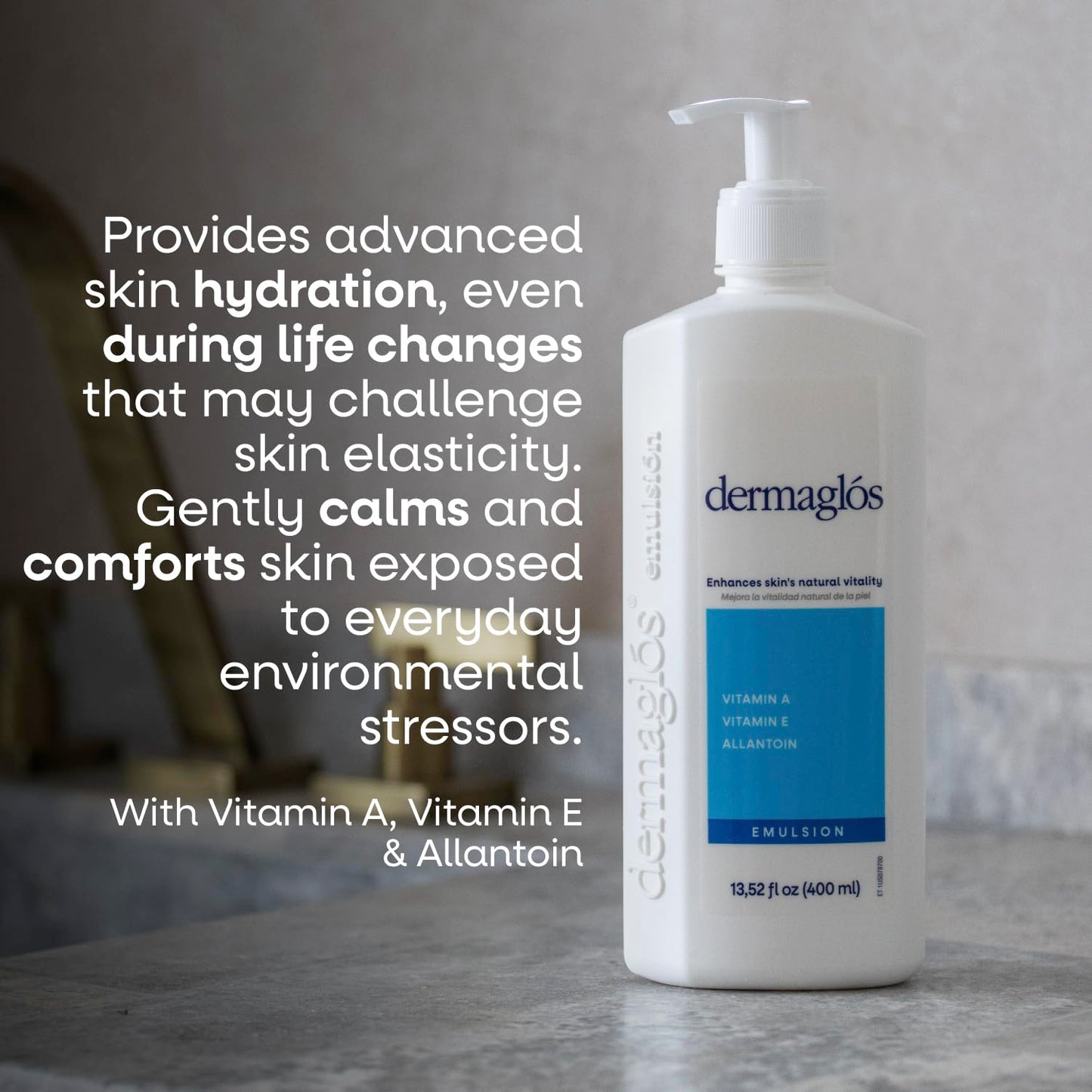 Dermaglos Moisturizing Body Lotion for Dry Skin with Extra Vitamin A, Vitamin E & Allantoin | Regenerating Lightweight Moisturizer for Stretch Marks, Tattoos Aftercare, Scars & Wrinkles | 13.52 Fl Oz