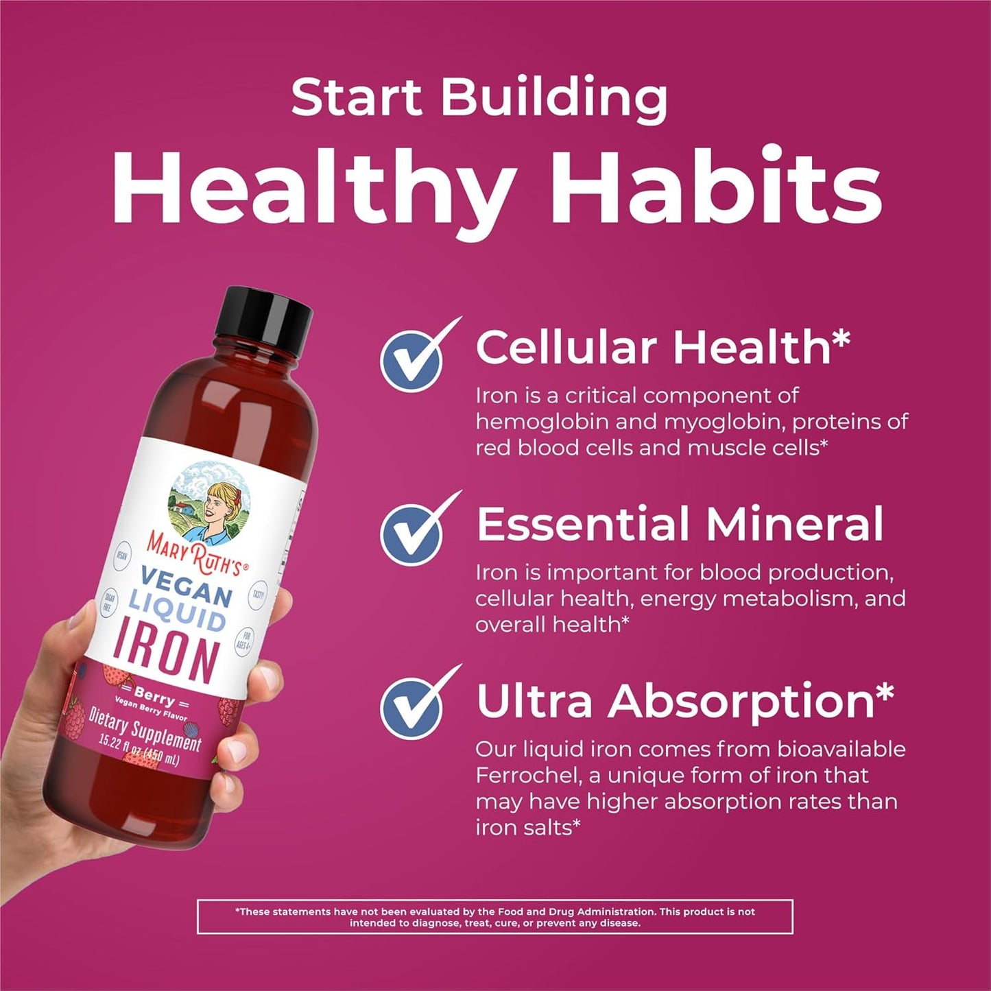 MaryRuth's Liquid Morning Multivitamin - Hair Growth & Iron Supplement | Vegan, Non-GMO, 30oz