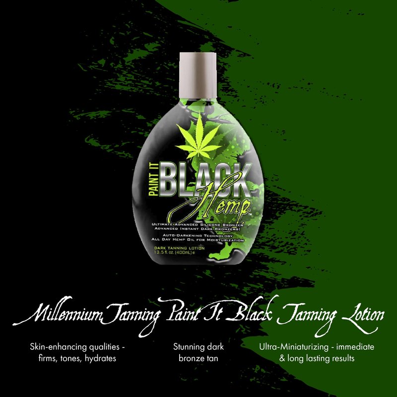 Millennium Tanning Products - Paint It Black Hemp Bronzer & Dark Tanning Lotion Accelerator for Indoor Tanning Beds & Outdoor Sun Tan - 13.5 fl. oz.