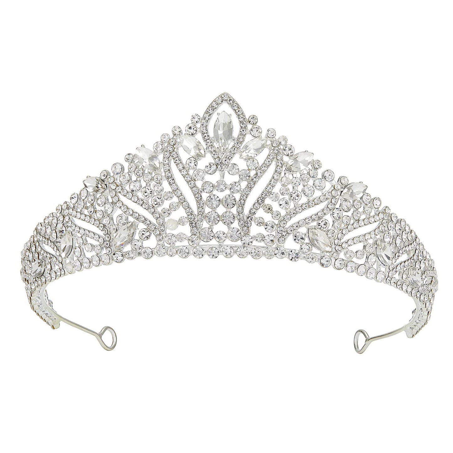 SWEETV Anastasia Tiaras and Crowns for Women, Wedding Tiara for Bride, Rhinestone Queen Crown, Silver Crystal Princess Headpieces for Prom Costume Party