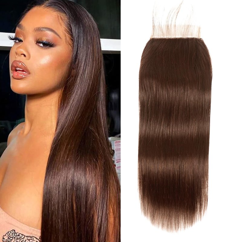 5x5 HD Lace Closure - Chocolate Brown Straight Human Hair with Natural Hairline | 16 Inch