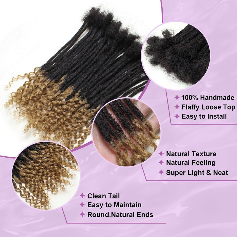 Human Hair Loc Extensions - 8 Inch Curly Ends, 30 Strands, 0.4cm Width | #T27