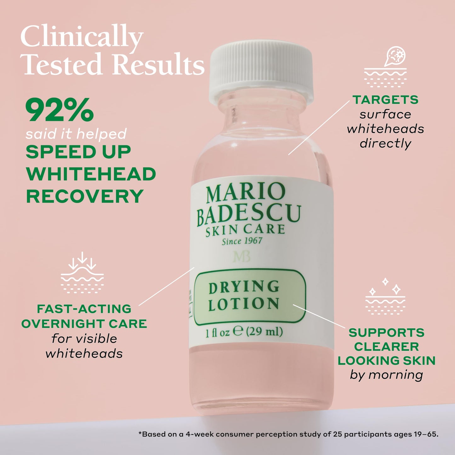 Mario Badescu Drying Lotion for All Skin Types| Blemish Spot Treatment with Salicylic Acid and Sulfur | Dries Surface Blemishes | 1 Fl Oz