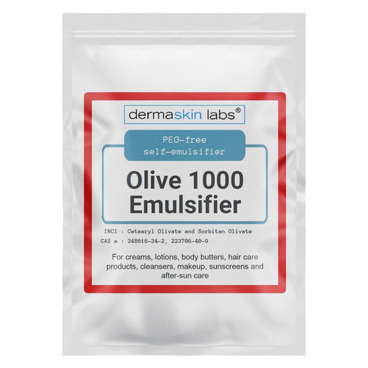 Olive 1000 Emulsifier, Cetearyl Olivate, Sorbitan Olivate 1000 Plant-Based Emulsifier Wax ECOCERT COSMOS Validated PEG-free self-emulsifying for DIY Skincare, Haircare Applications (4 oz)