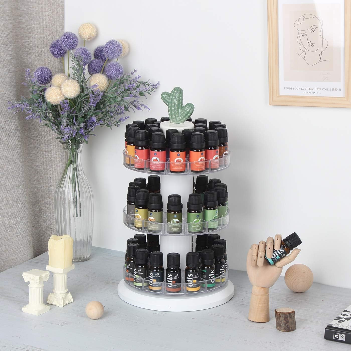 Rotating Essential Oil Display Stand - Spinning Rack for 45 Bottles | 3-Tier Organizer & Storage Holder