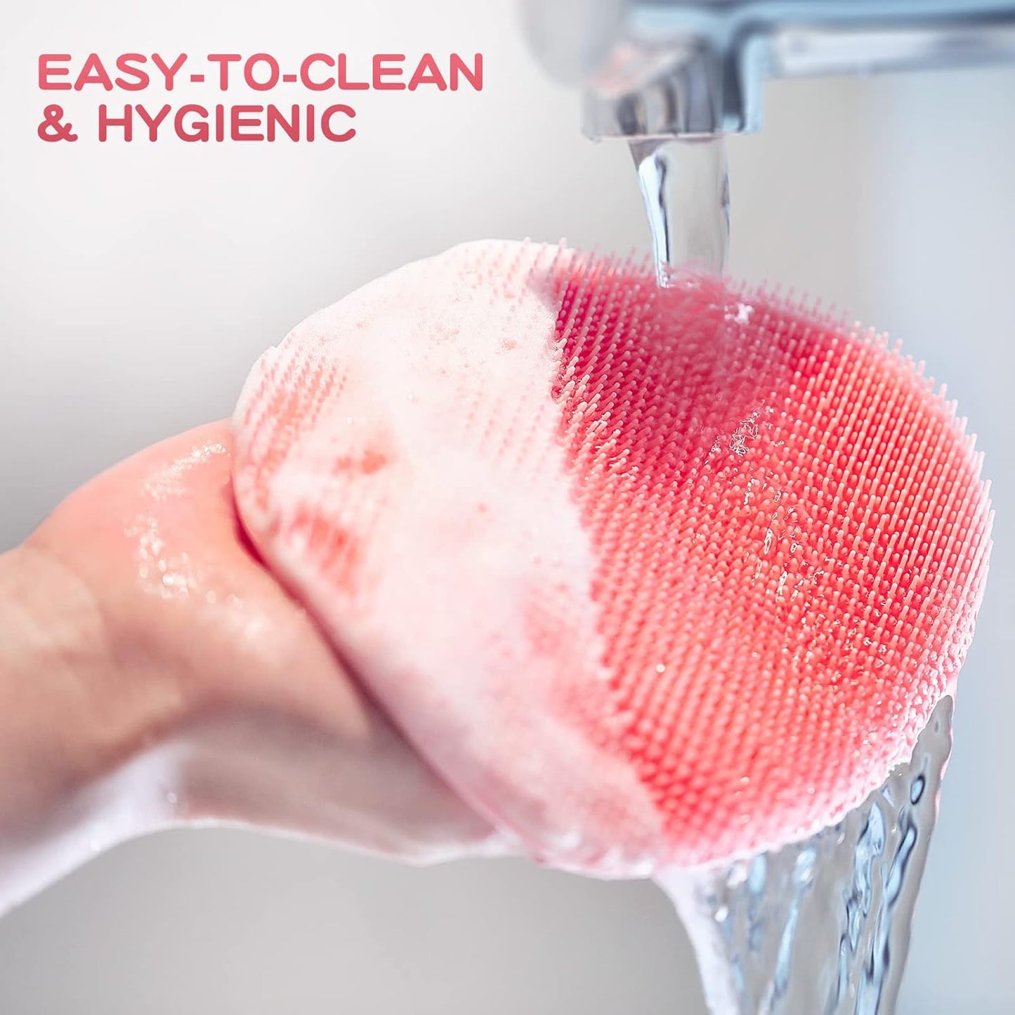 Manmihealth Soft Silicone Shower Brush, Super-Lathering and Deep-Cleaning Body & Face Scrubber, Gentle Exfoliating Bath Glove for All Skin Types, with 2 Free Hooks.(Black + Pink)