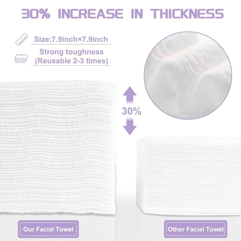 Disposable Face Towels - Soft Cotton Dry Wipes for Skincare | 400 Count Lint-Free Facial Cloths
