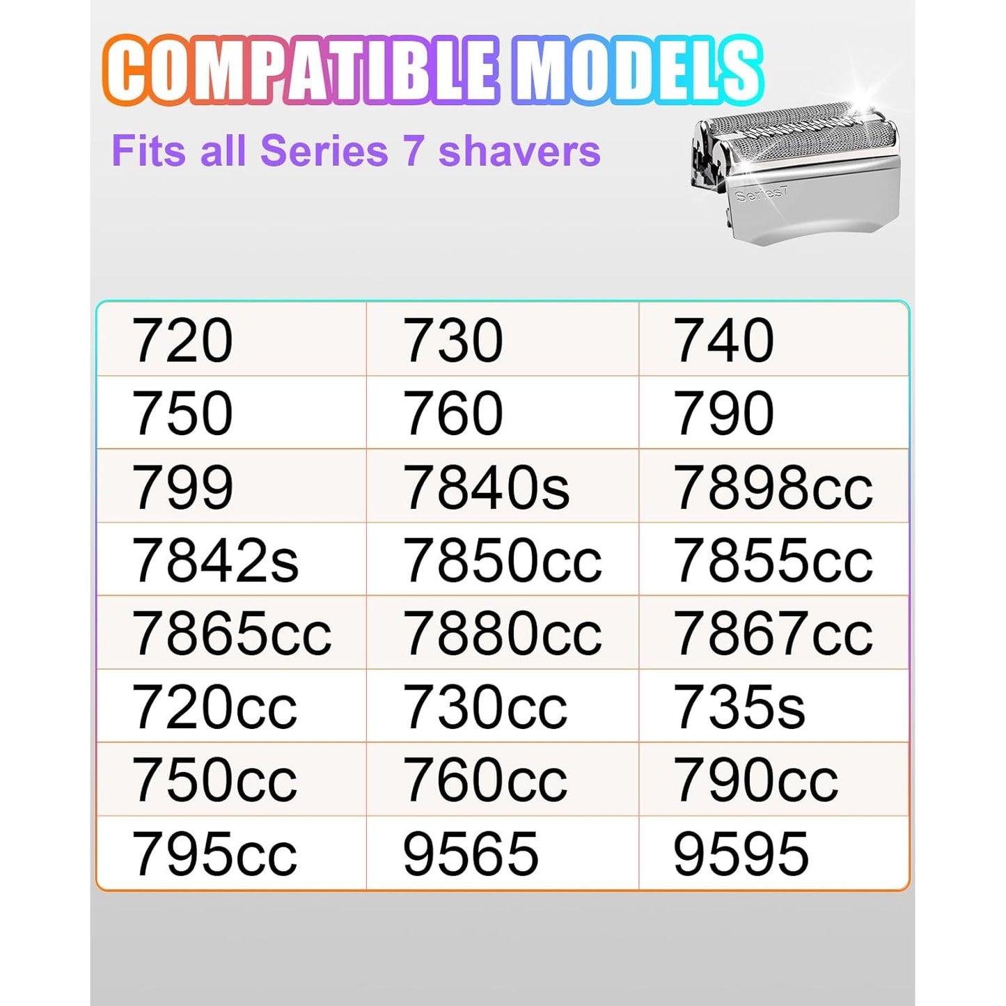 Braun Series 7 Replacement Heads - 2 Pack Compatible Foil Shaver Heads for 790CC, 720, 750CC, 760CC, 9565