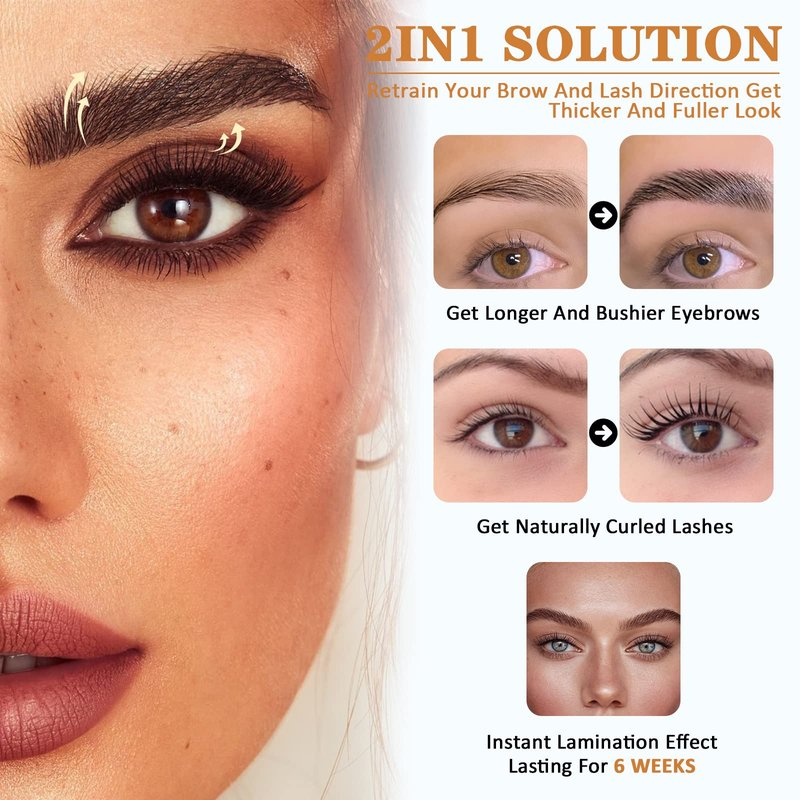 Lomansa Lash Lift and Black Kit, Instant Fuller Eyelash Lift Brow Lamination Kit with Black Colors, Fast Quick Lifting and Voluminous Coloring, Achieve Salon-Quality Results