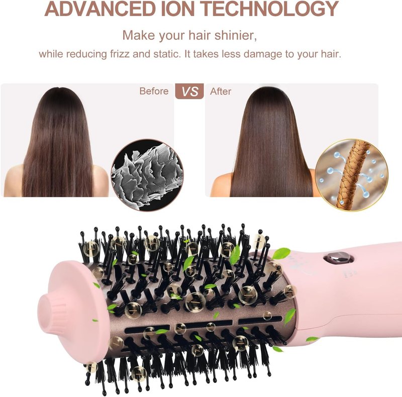 Aima Beauty Travel Hair Dryer Brush - Dual Voltage Hot Air Brush for Frizz-Free Styling | Pink