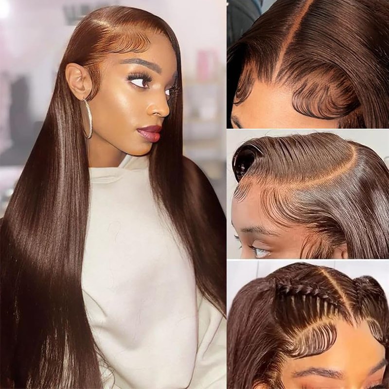 5x5 HD Lace Closure - Chocolate Brown Straight Human Hair with Natural Hairline | 16 Inch