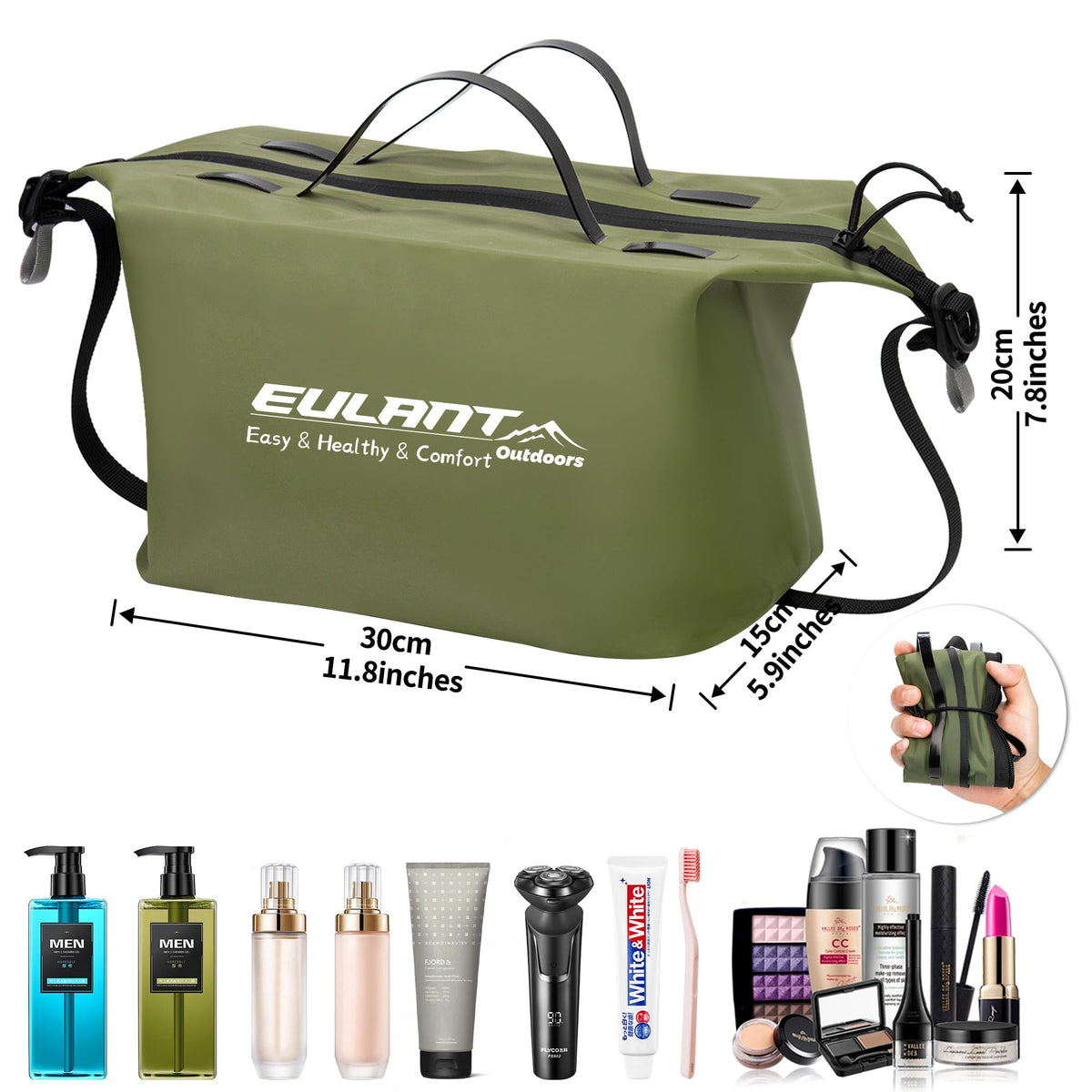 EULANT Men Women Travel Toiletry Bag,Water-resistant Organizer Large Capacity Cosmetic Bags Toiletry Organizer Bags with Shoulder Straps for Men Women Toiletry Accessories,Travel,business trips