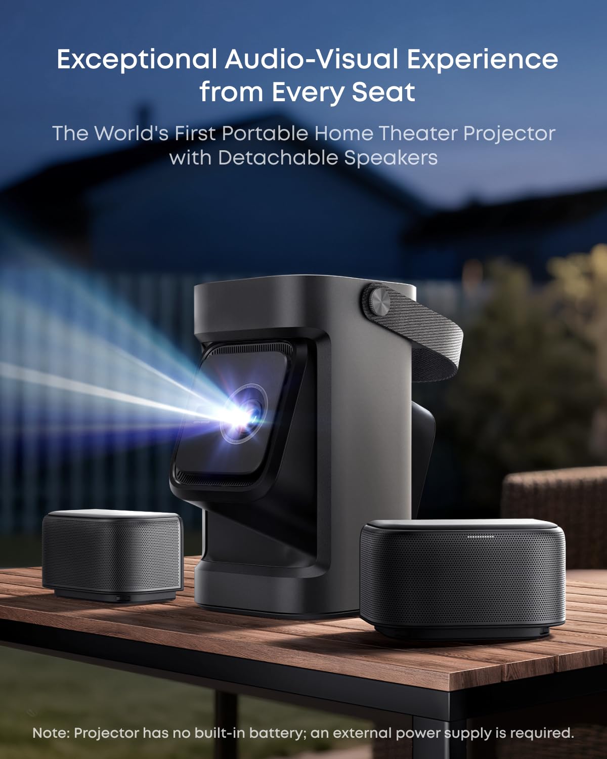 soundcore Nebula P1 Portable GTV Projector with Detachable Speakers, 650 ANSI Lumens, 1080P, 20W Truly 2.0 Surround Sound, Dolby Audio, Built-In Gimbal, Auto Adjustment, 180" Big Screen, Carry Handle