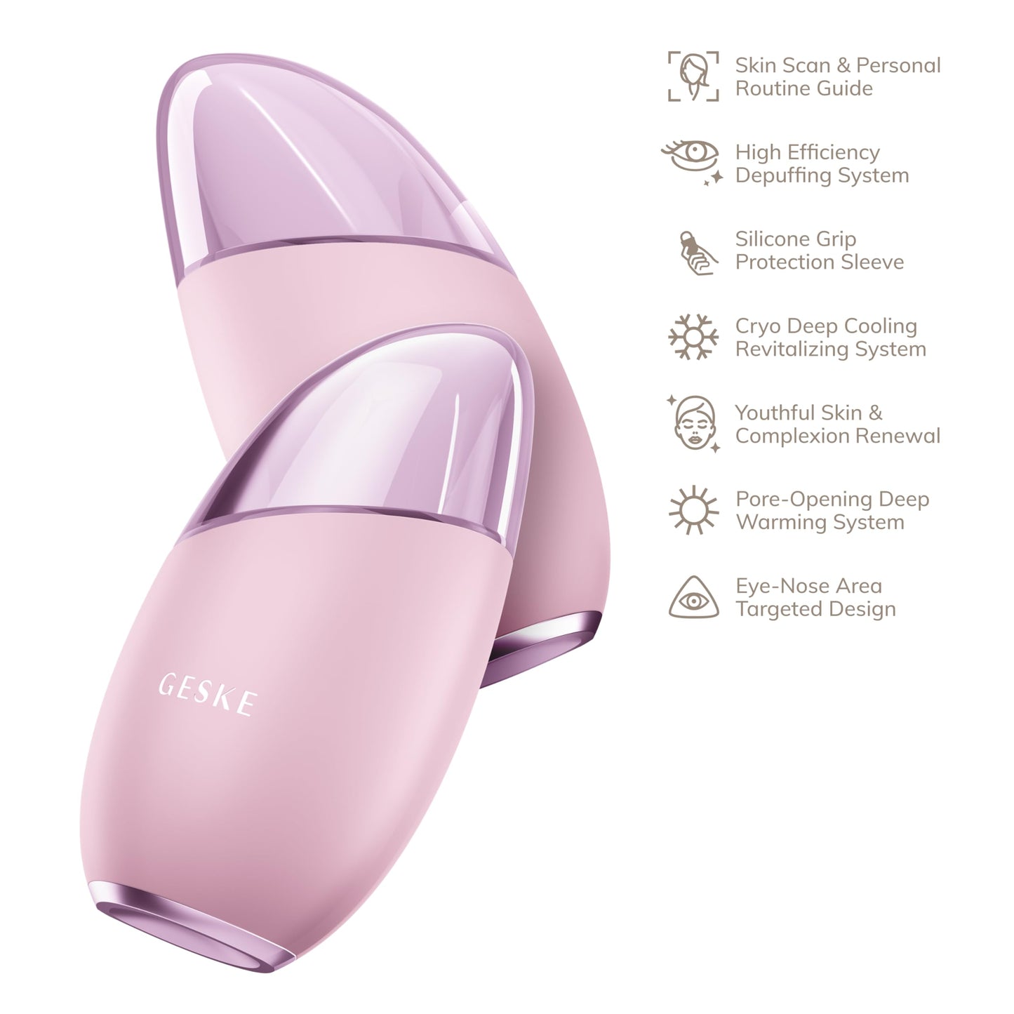 GESKE SmartAppGuided™ Cool & Warm Eye & Face Massager | 7 in 1 | Multi Massager | Face & Neck | Battery-free Cooling & Warming | Firms, Relaxes & De-Puffs Skin | Eye-Nose Area Targeted Design