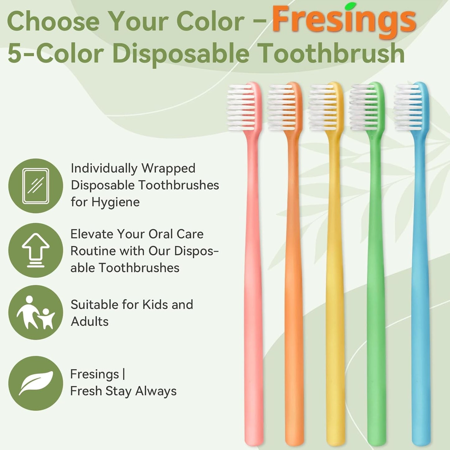 Disposable Toothbrushes Bulk - 200 Pack Individually Wrapped Soft Bristles | Travel, Hotel, Dental Office, Emergency Hygiene, 5 Colors