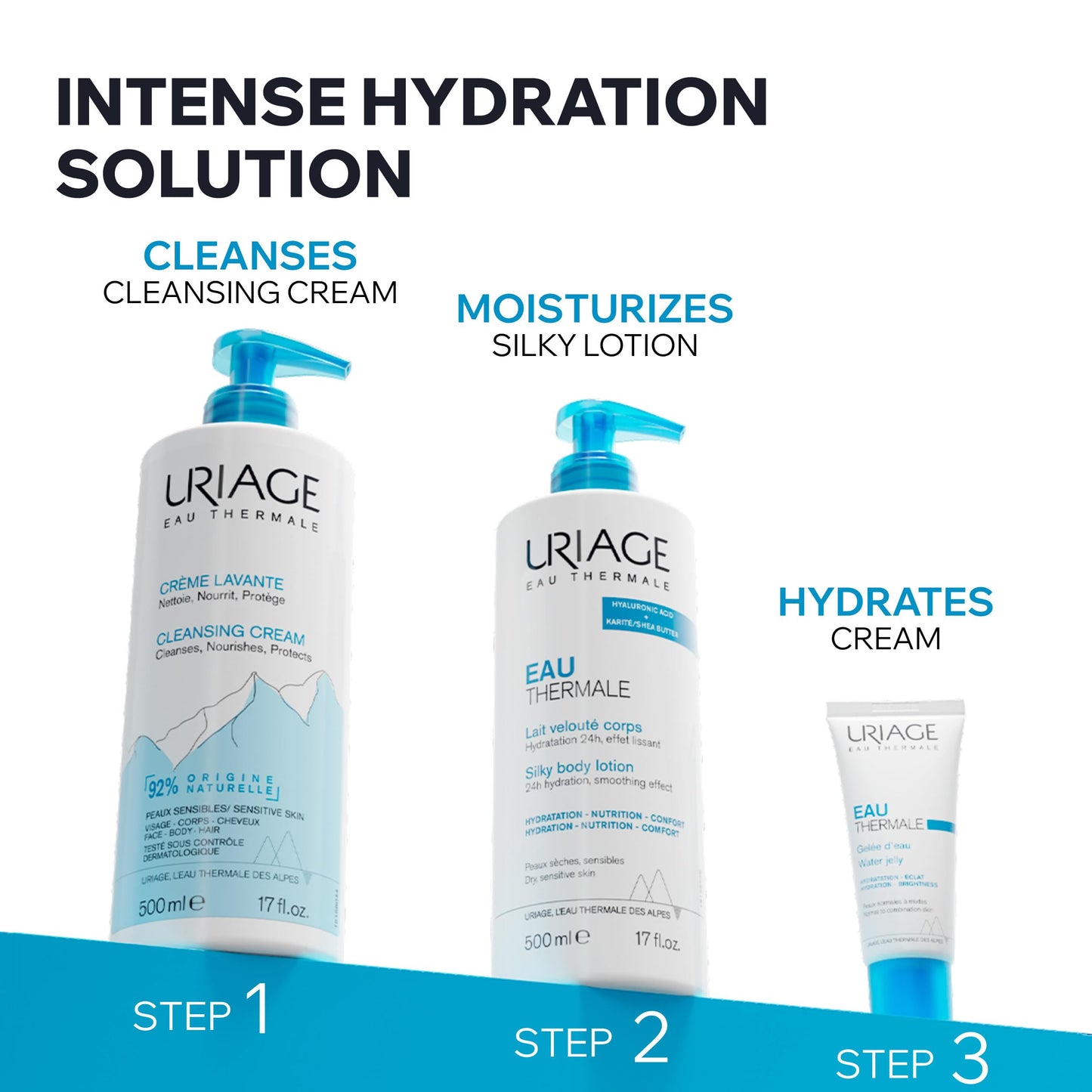 Uriage Daily Moisturizing Cleansing Cream With Shea Butter, 2-In-1 Body Wash: Cleanses & Nourishes, Fresh & Cocooning Perfume, Face, Body & Hair, Soap-Free, Physiological Ph