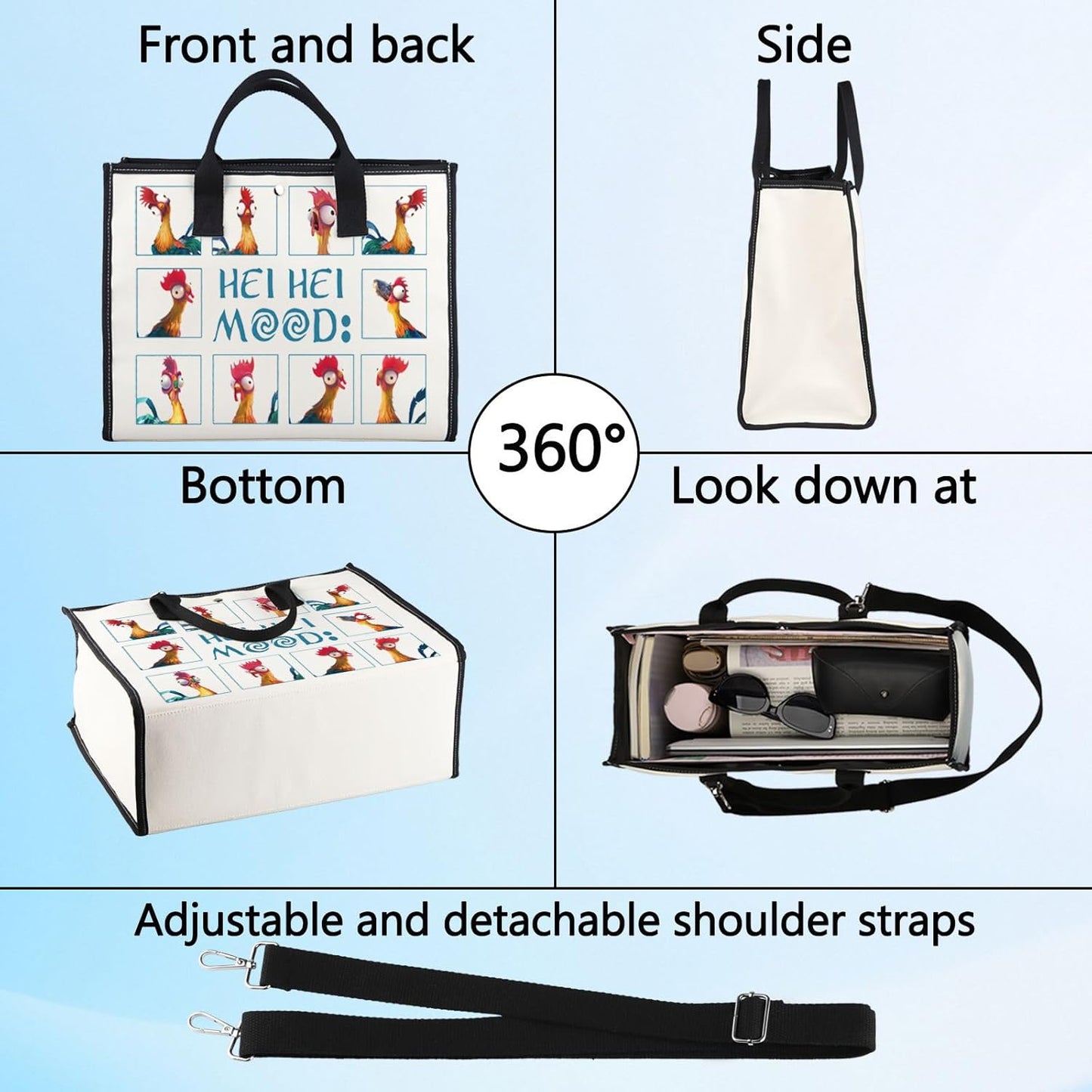 Hei Hei Tote Bag - Stylish Chicken Hei Hei Shoulder Bag for Fans | Perfect Gift for Hei Hei Lovers