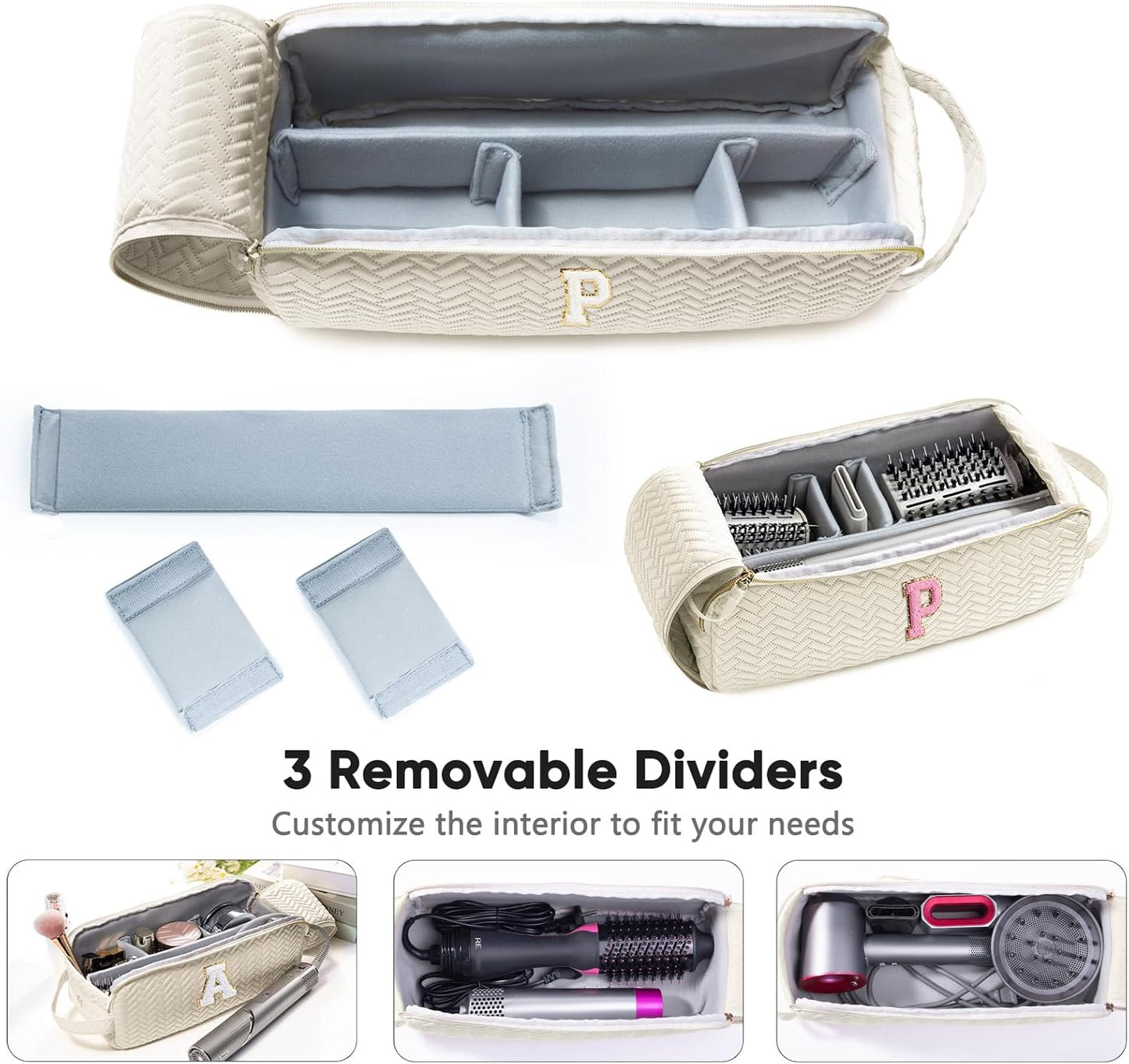 Personalized Travel Bag for Hair Tools - Compatible with Shark FlexStyle, Revlon & Dyson | Organizer for Hair Dryer, Flat Iron, Curling Iron & Makeup Essentials