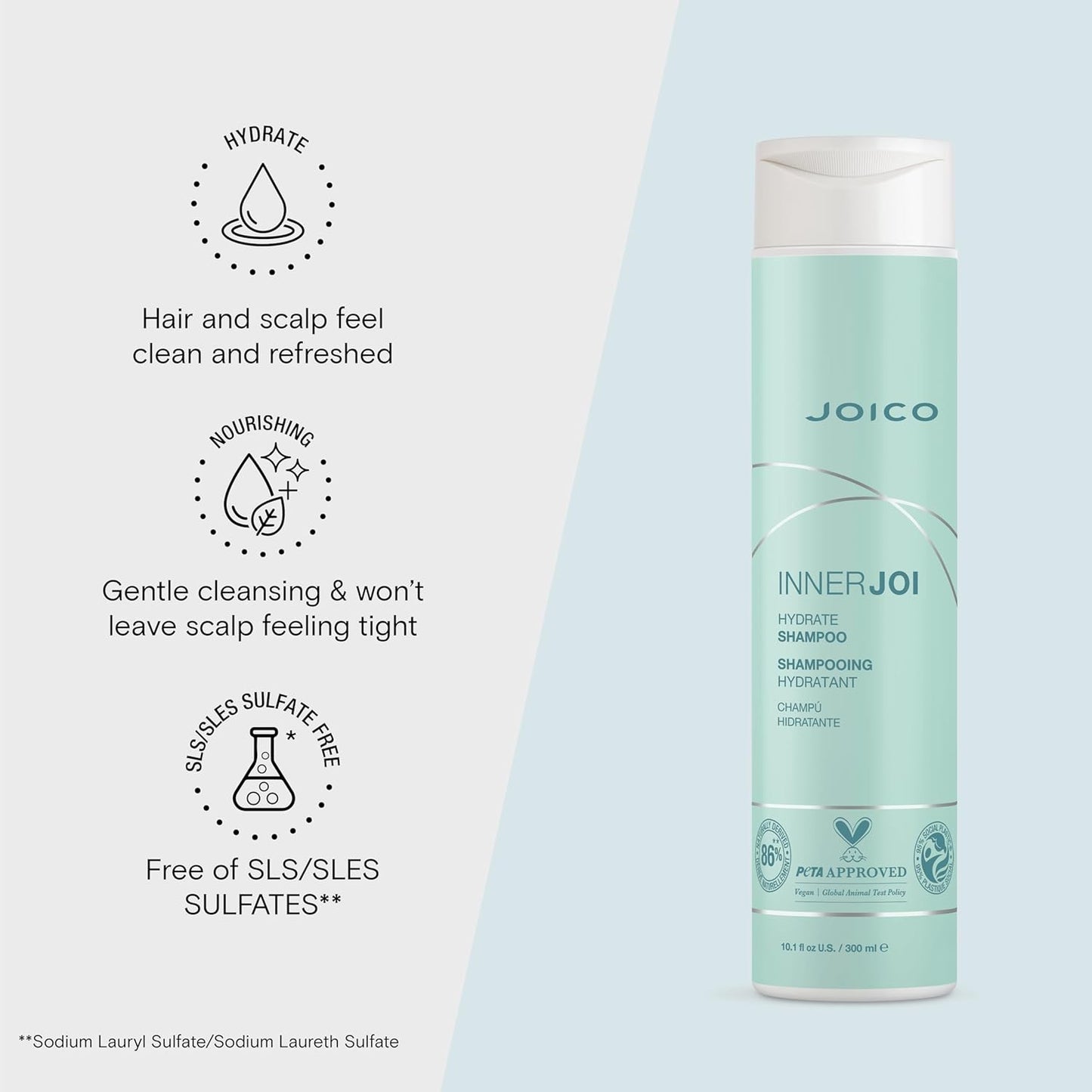 Joico InnerJoi Hydrate Shampoo - Moisturizing Formula for Dry Hair & Scalp | Sulfate & Paraben Free