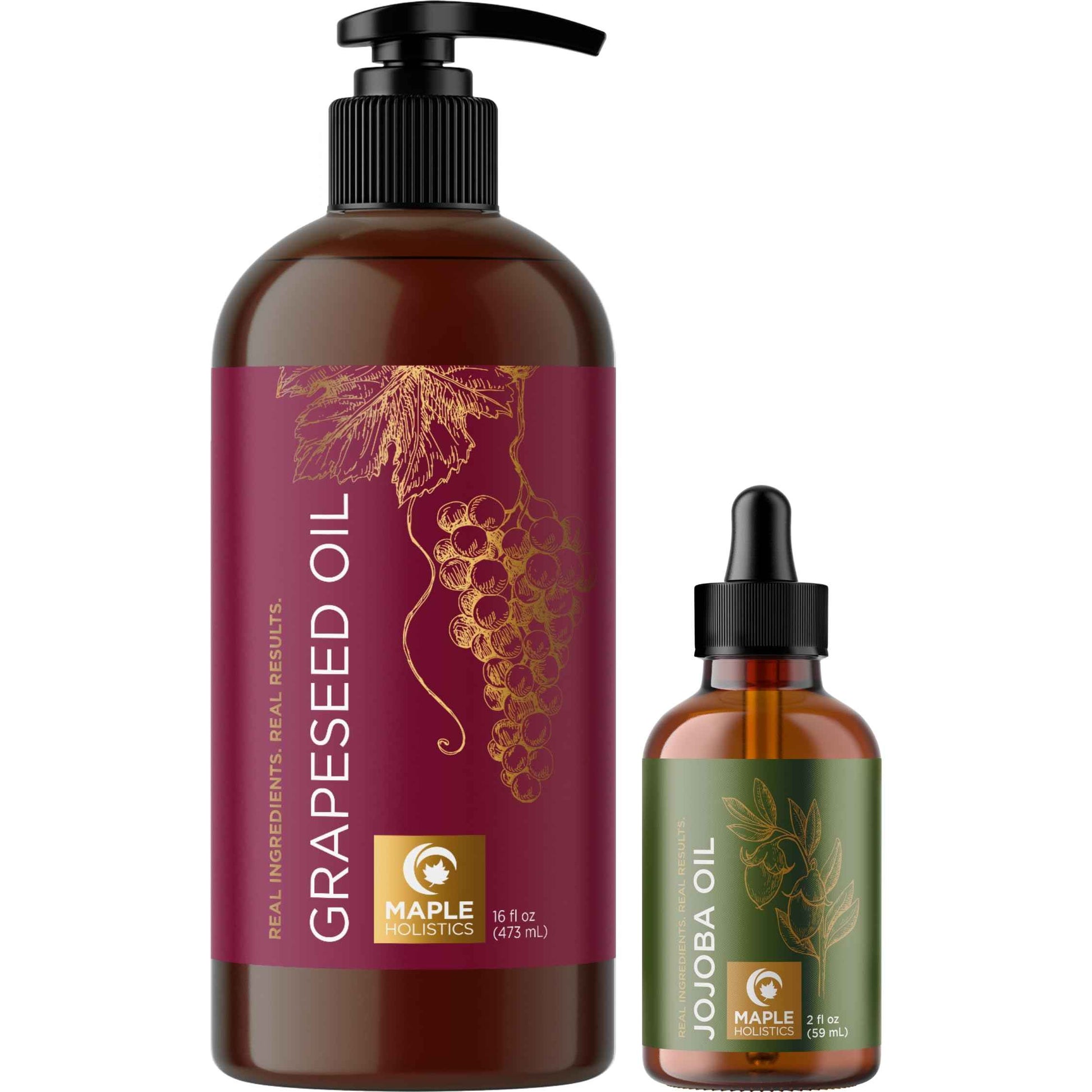 Pure Cold Pressed Grapeseed and Jojoba Oil Bundle - Hydrating Seed Oil for Hair, Skin, and Nails with Carrier Oil for Mixing Essential Oils