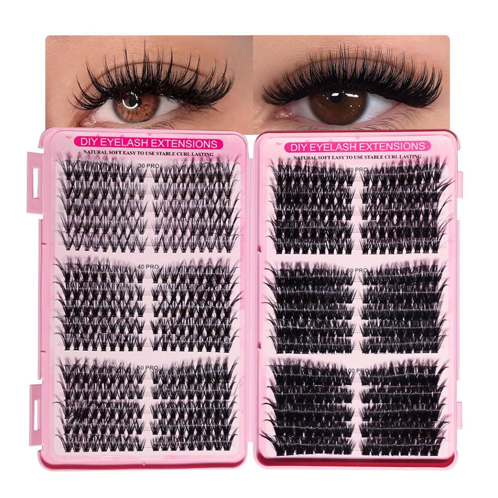 Lash Extension Kit - DIY Lash Clusters, 540pcs in D Curl, 9-16mm Natural Volume Individual Lashes | 30D-100D
