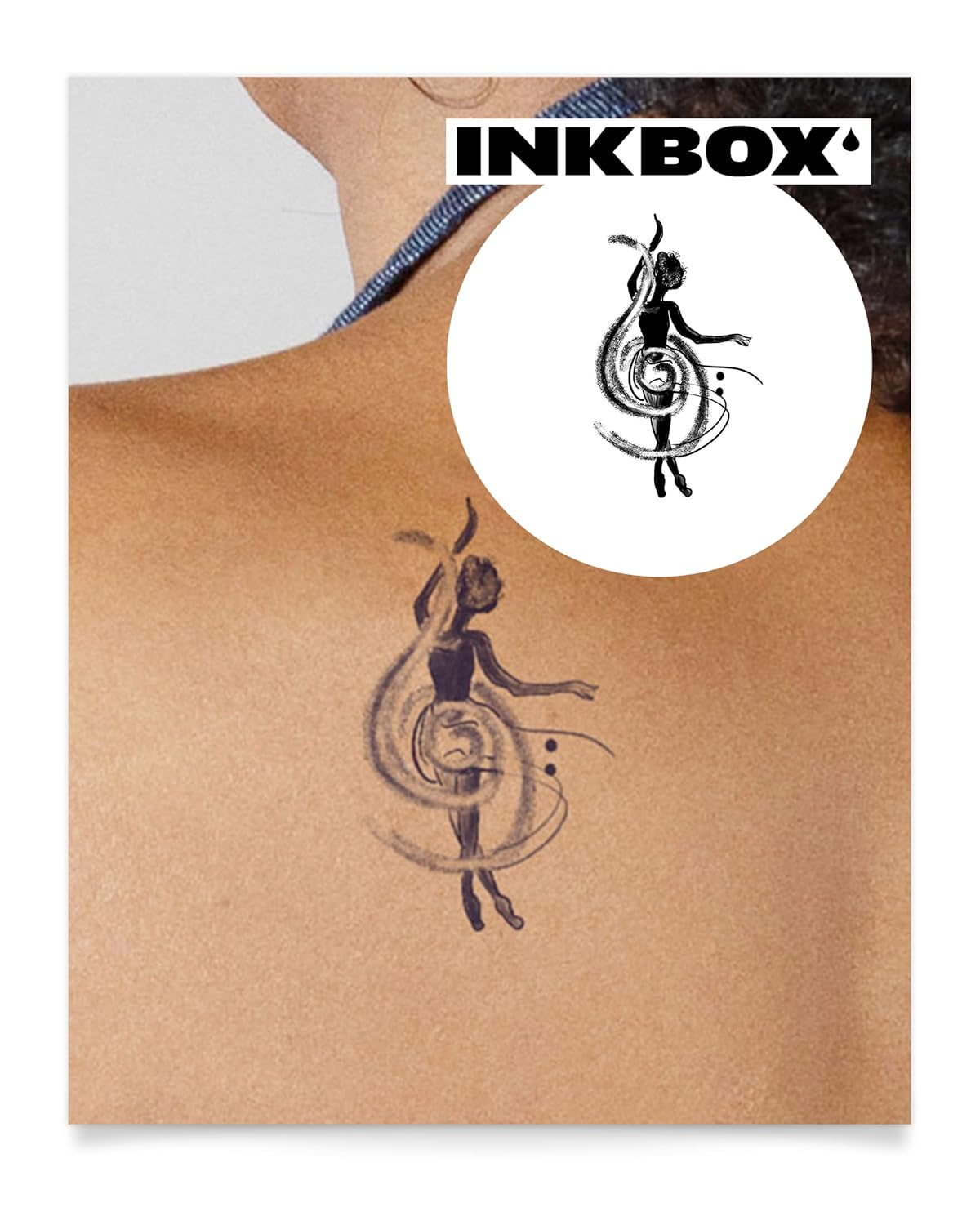 Temporary Tattoos - Semi-Permanent Water-Resistant Inkbox Tattoo | Lasts 1-2 Weeks, 4 x 4 in, In Unison Design