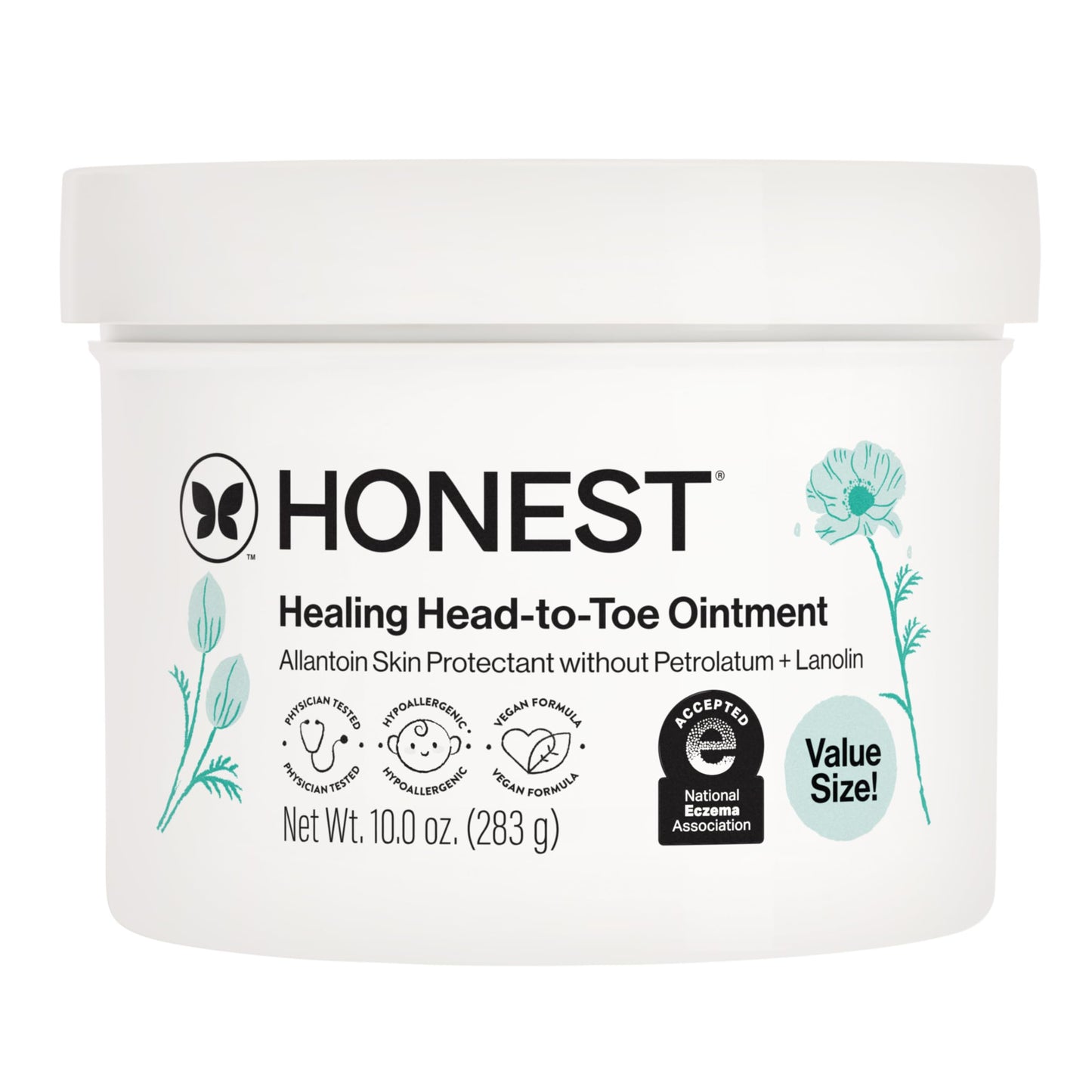 The Honest Company Head-to-Toe Healing Ointment, Multi-Purpose Baby Balm, Hypoallergenic, Fragrance-Free, Vegan, 10 oz