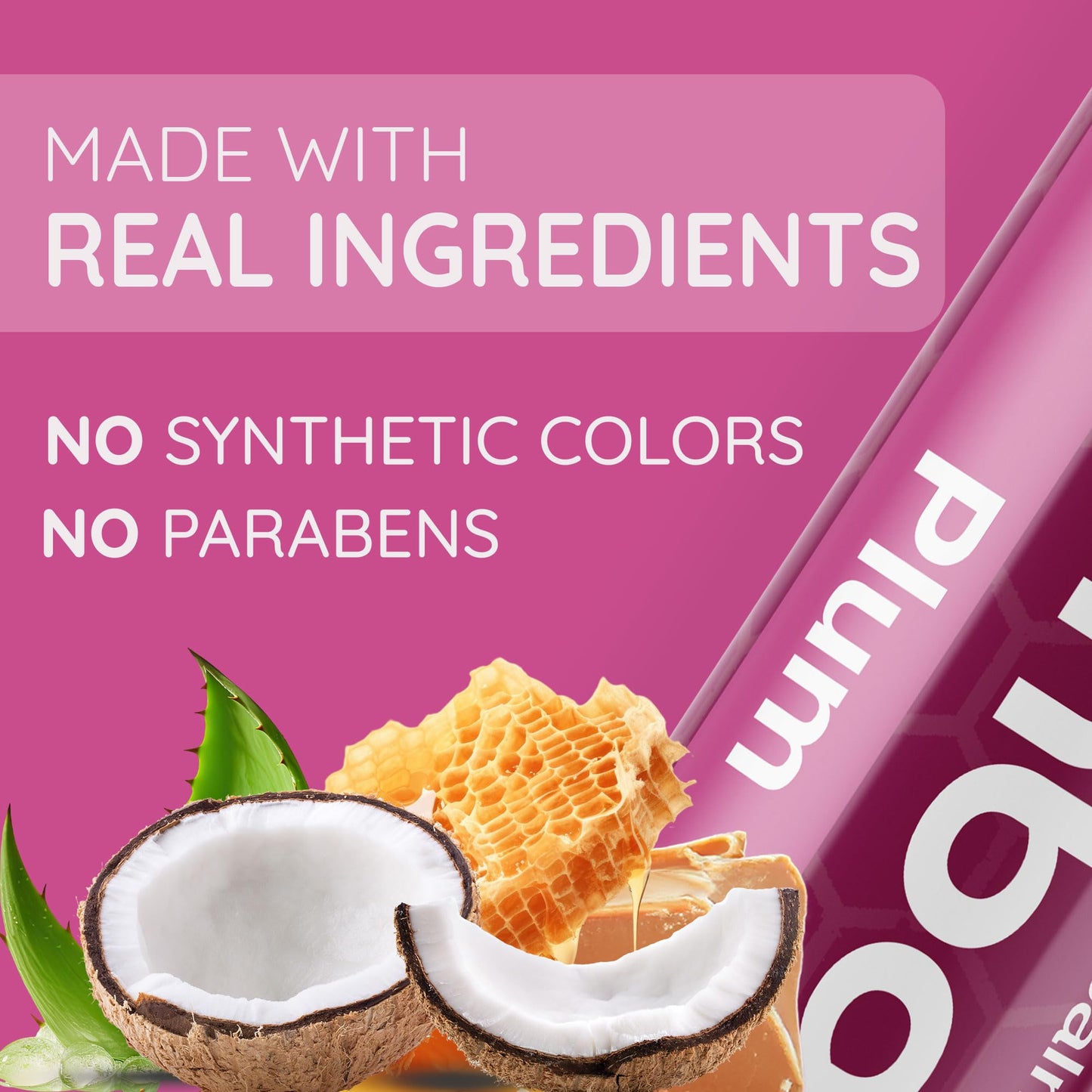 Tinted Lip Balm Plum - Bambalo 4-Pack Hydrating Moisturizing Care - Sheer Berry Tint - Natural Organic Formula - Nourishing Smooth Finish - Made in USA