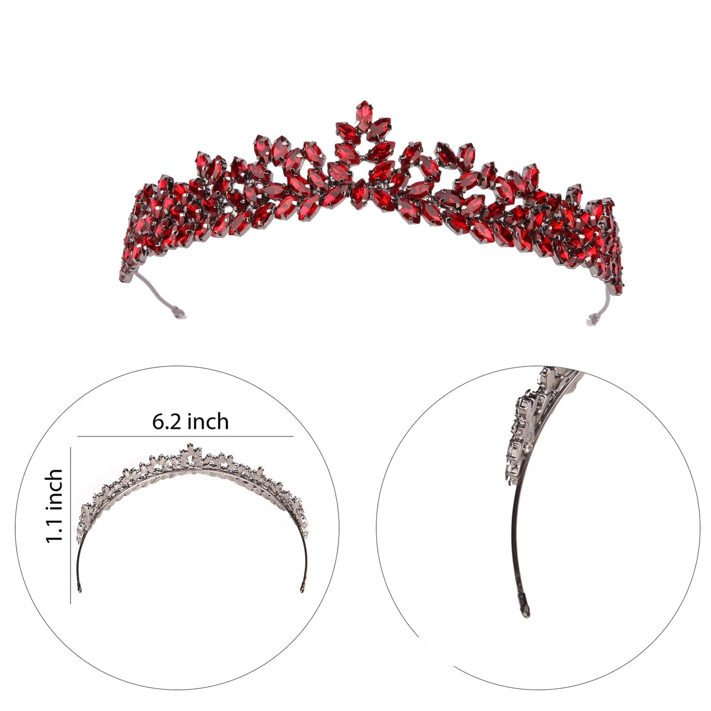 Women's Tiara, Crown for Henna Wedding Party | Glitter Hair Accessories for Bridal Birthday Pageant Prom Halloween Costume Christmas Party, Princess Crowns | Dream Design - Burgundy