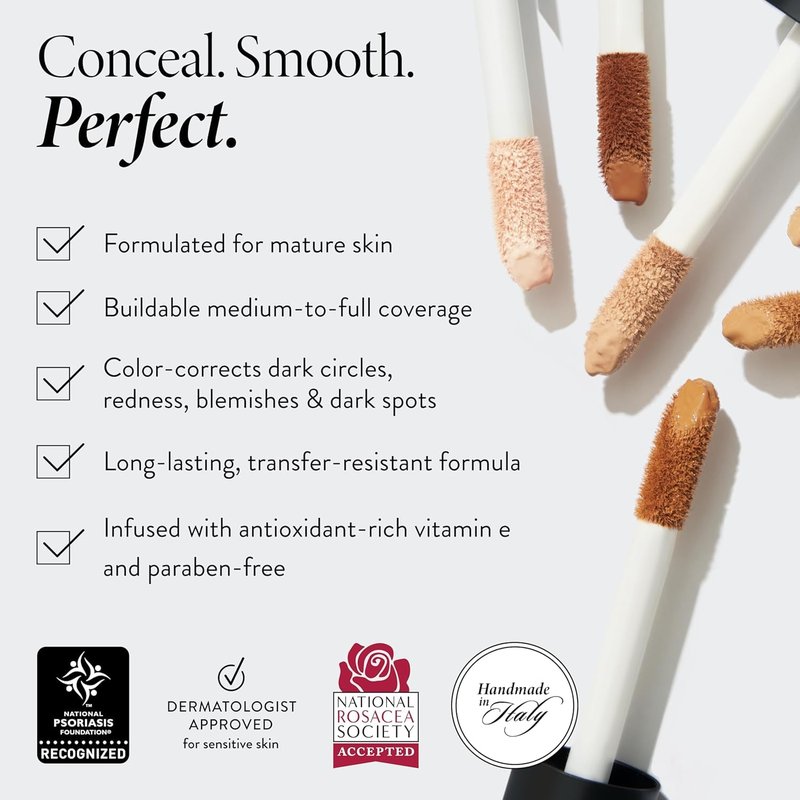 Ideal Fix Under Eye Concealer for Mature Skin - Full Coverage, Anti-Aging | 1 Porcelain - Hydrating & Crease-Free