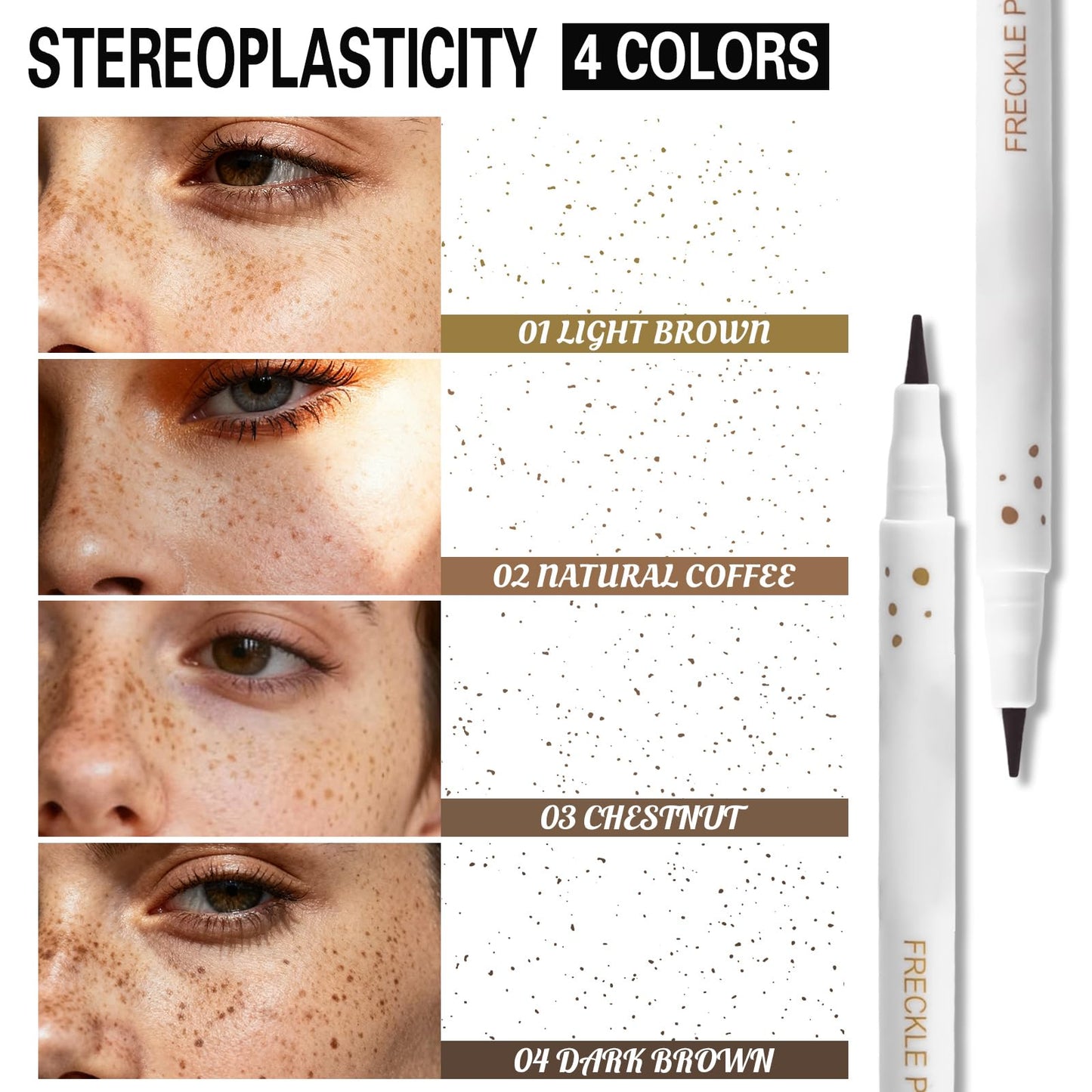 Janwana Freckle Pen Lifelike Natural Freckle Makeup Waterproof & Smudge Proof 2PCS Long Lasting Freckle Faux Looking Freckle Pencils - Light Brown + Natural Coffee