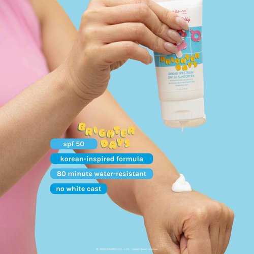 The Crème Shop x Hello Kitty Sunny Days Broad Spectrum SPF 50 Sunscreen, Korean Inspired Facial Sunscreen, 80-minute Water Resistant, with Panthenol and Glycerin to help Hydrate, No White Cast