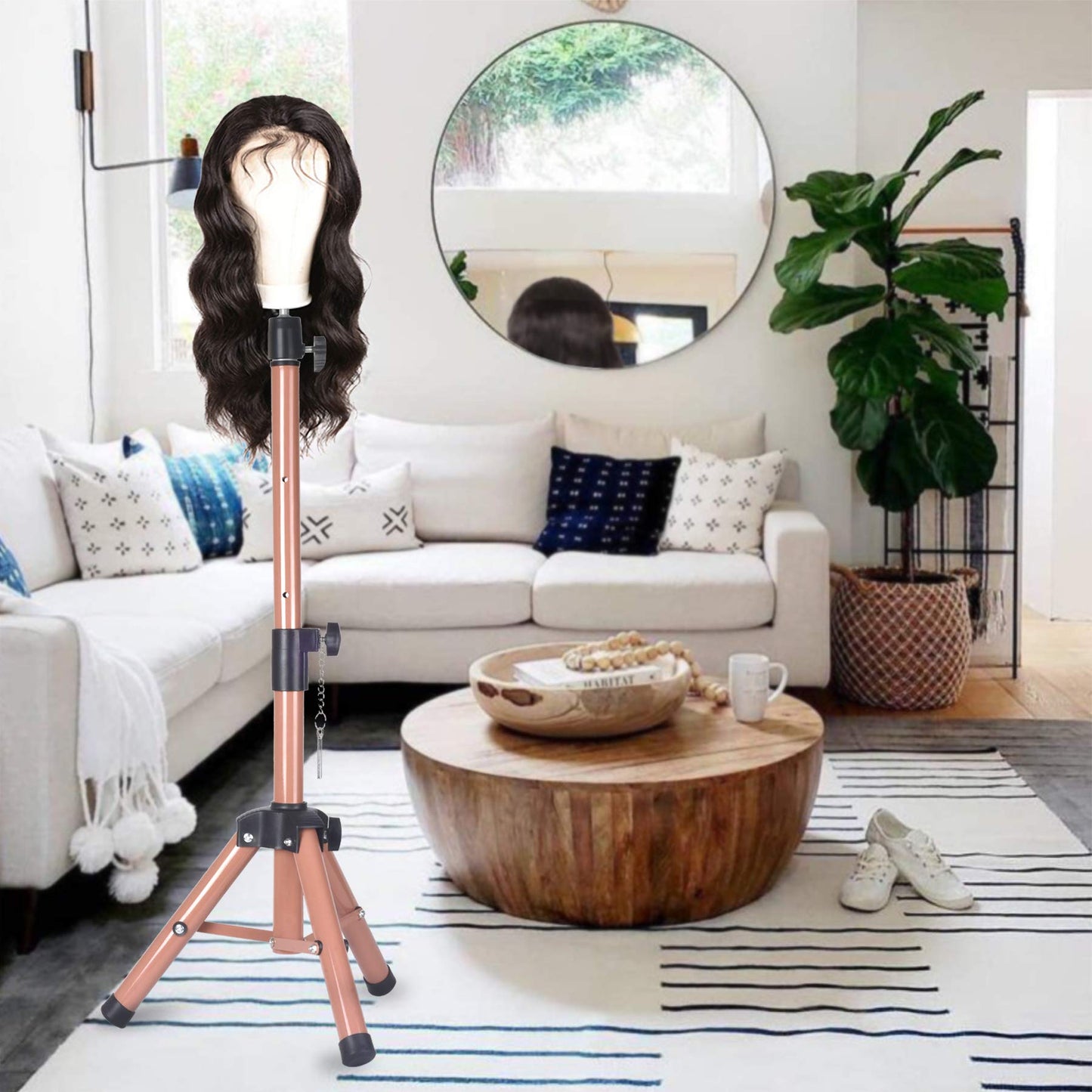 Smilco Mannequin Head Stand,Adjustable Wig Stand Tripod,Heavy Duty Wig Head Stand for Cosmetology Hairdressing Training