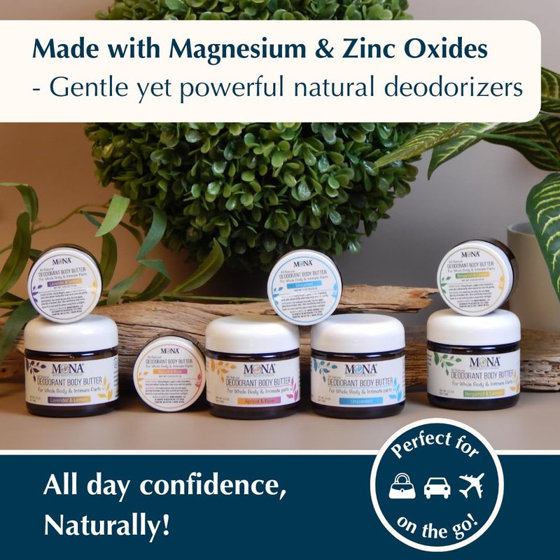 All Natural Whole Body Deodorant Cream - Aluminum & Baking Soda Free | Travel Size 4-Pack (0.53 Oz Each)