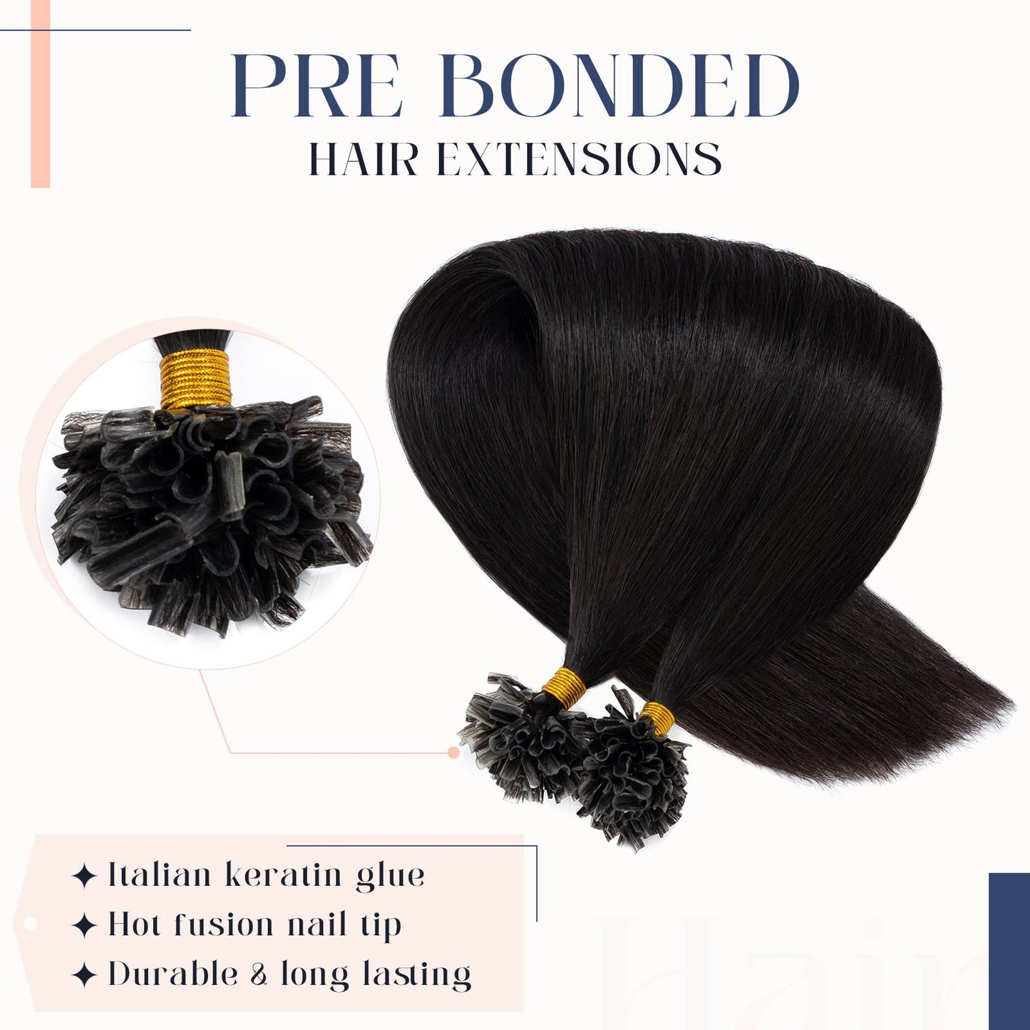 Hairro Pre Bonded Fushion Hair Extensions Nail Tip Human Hair Keratin U Tip Hairpieces Utip Remy Glue Stick Flat Tipped Hairpiece For Women 100 Strands 50g 16" #12P613 Golden Brown Mix Bleach Blonde