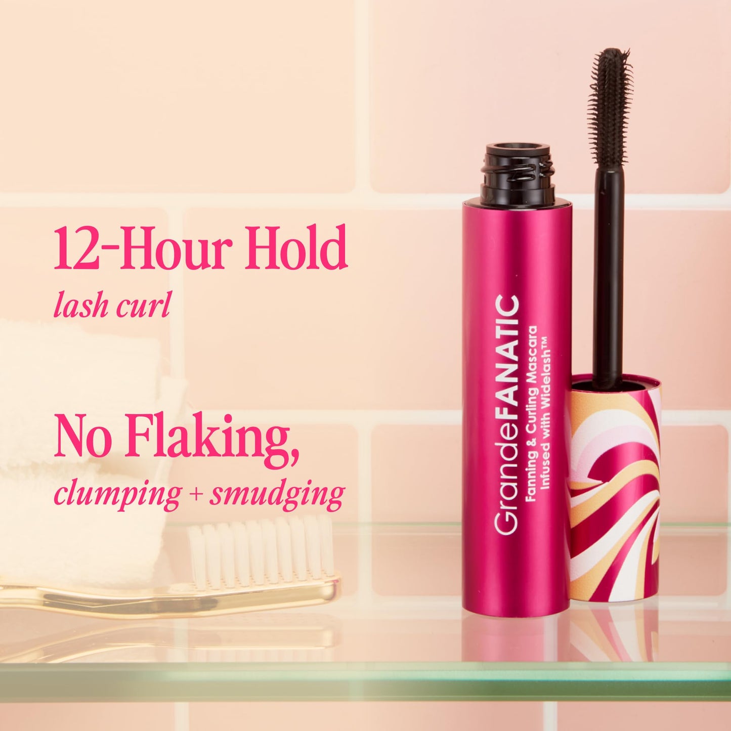 Grande Cosmetics GrandeFANATIC Fanning & Curling Mascara with Conditioning Peptides - for Longer-Looking, Lifted Lashes - Black (0.37 oz)
