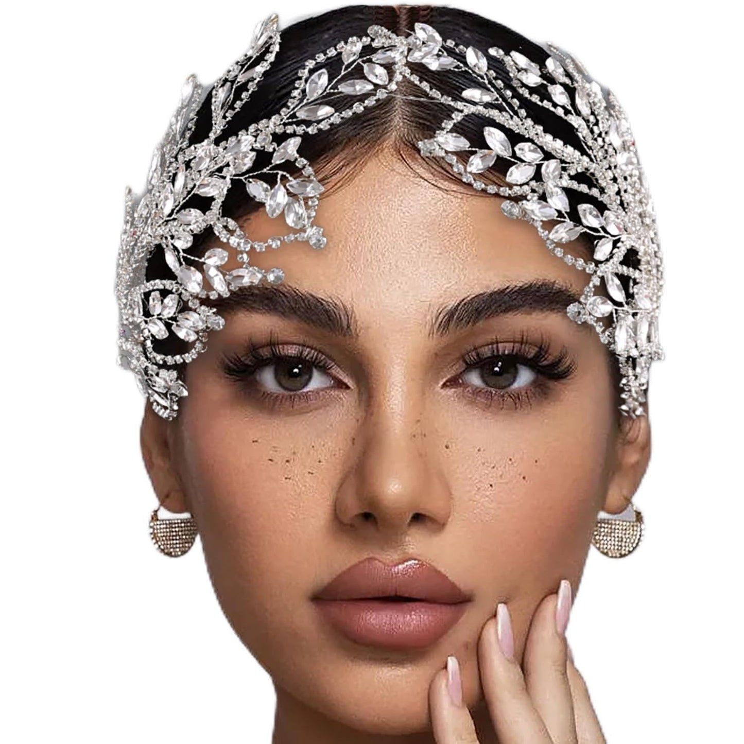 Bridal Headband for Wedding Rhinestone Bride Hair Pieces,Crystal Lengthen Wedding Hair Accessories for Bride Bridesmaid (Sliver, 1)