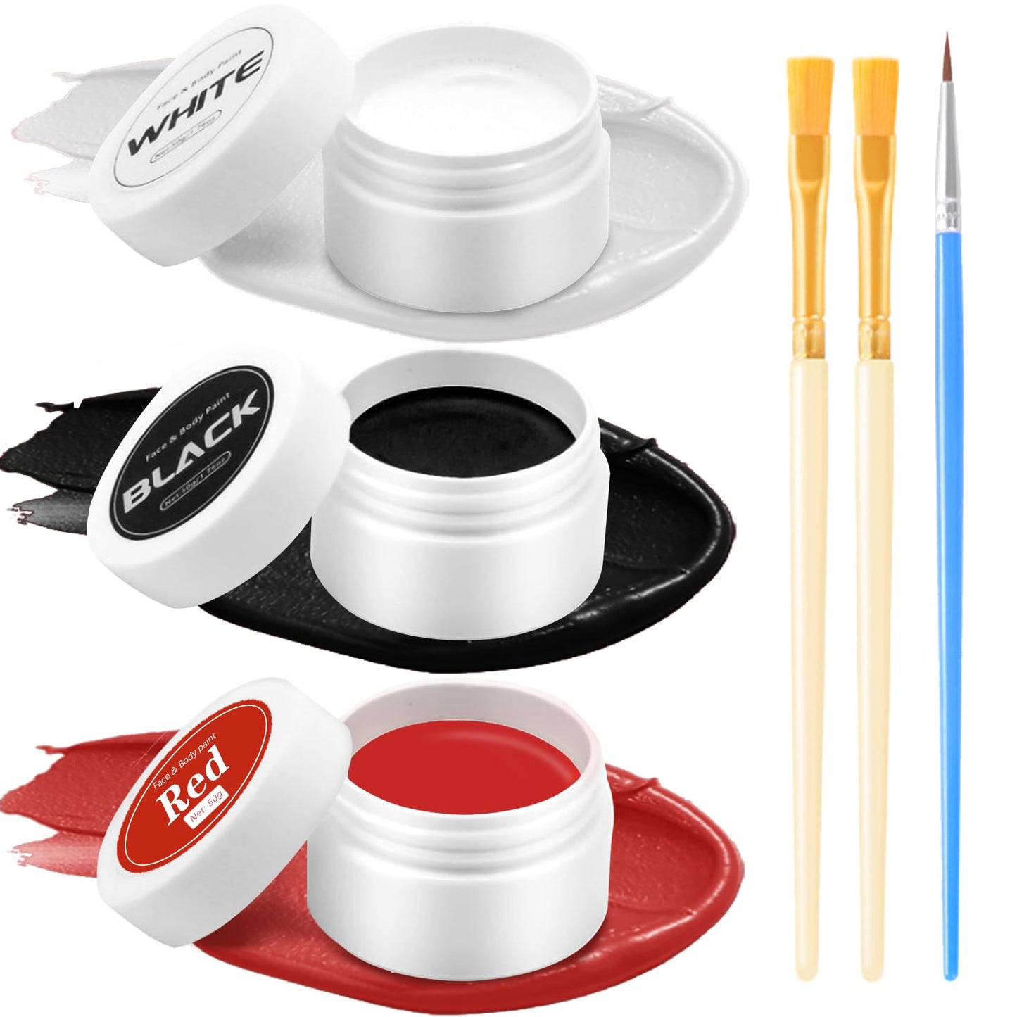 QIUFSSE Clown Makeup Kit,Red Black and White Face Painting Kit Professional,Clown Face Paint Halloween Makeup with Brushes,Oil Based Body Paint for Adults,Joker Vampire Zombie