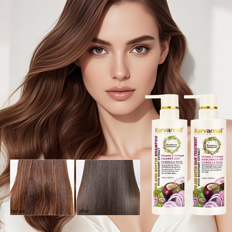 Rosemary Biotin Shampoo & Hair Mask Set | Onion Extract, Collagen & Vitamin E Anti-Thinning, Anti-Hairfall Shampoo and Deep Conditioner Set for Dry, Damaged Hair, Sulfate & Paraben Free 2 x 16.9 fl oz
