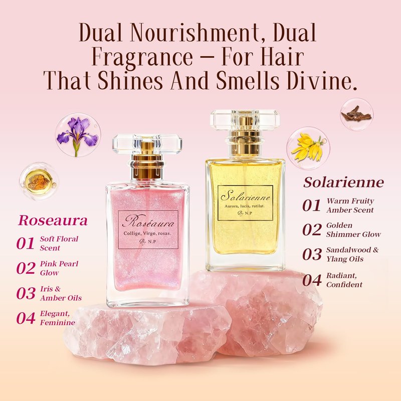 NP NATURES PHILOSOPHY Hair Perfume, Leave-in Hair Serum & Shine Hair Spray for Women, Anti-Frizz, Long Lasting Fragrance, Lightweight Conditioner & Glossier Hair Perfume oils - 2 Pack